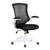 Nautilus Designs Luna Designer High Back Mesh Black Task Operator Office Chair With Folding Arms and White Shell - BCM/L1302/WH-BK DD
